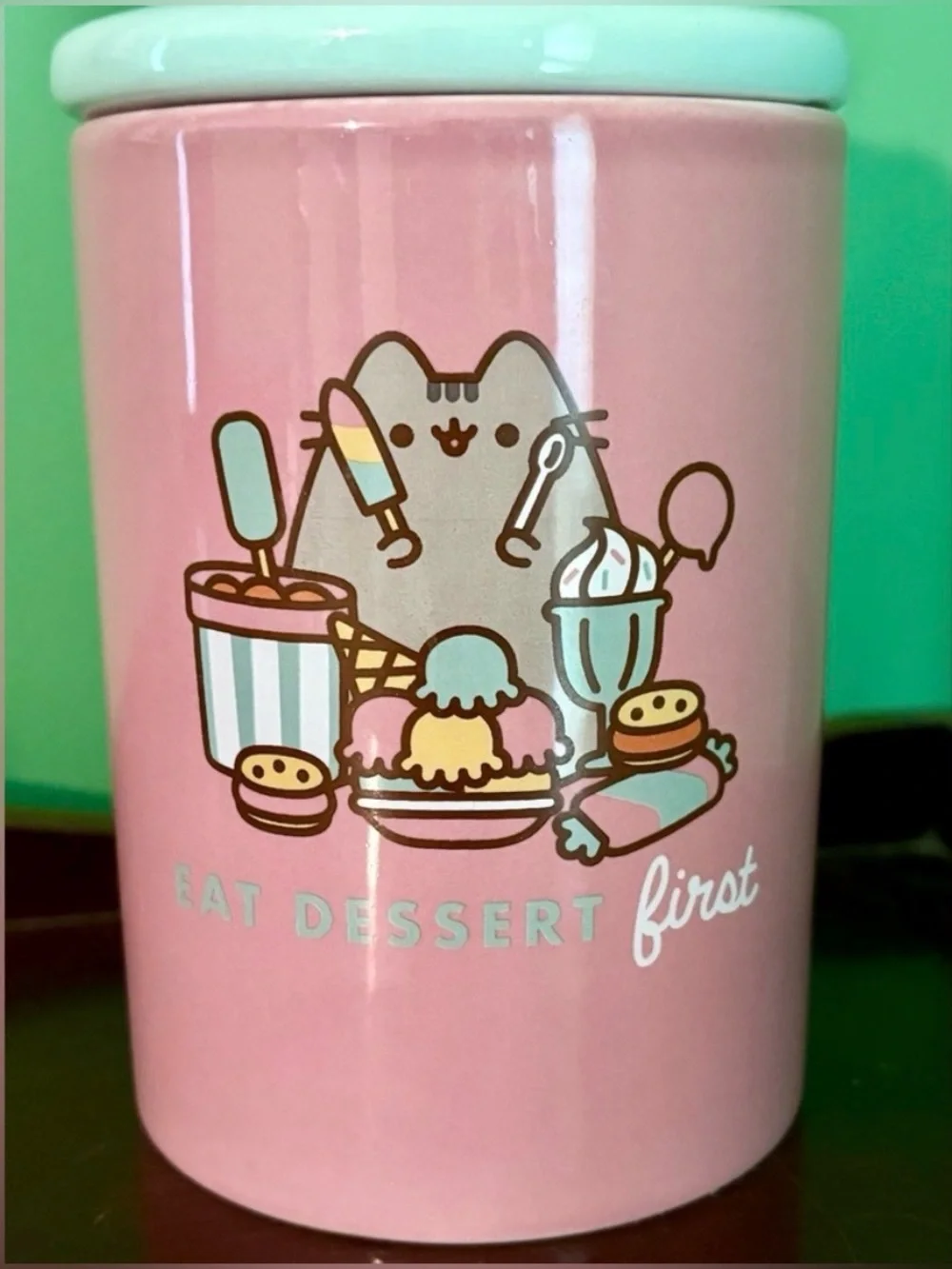 Pusheen Pink Ceramic Pet Treat Canister with Lid NEW